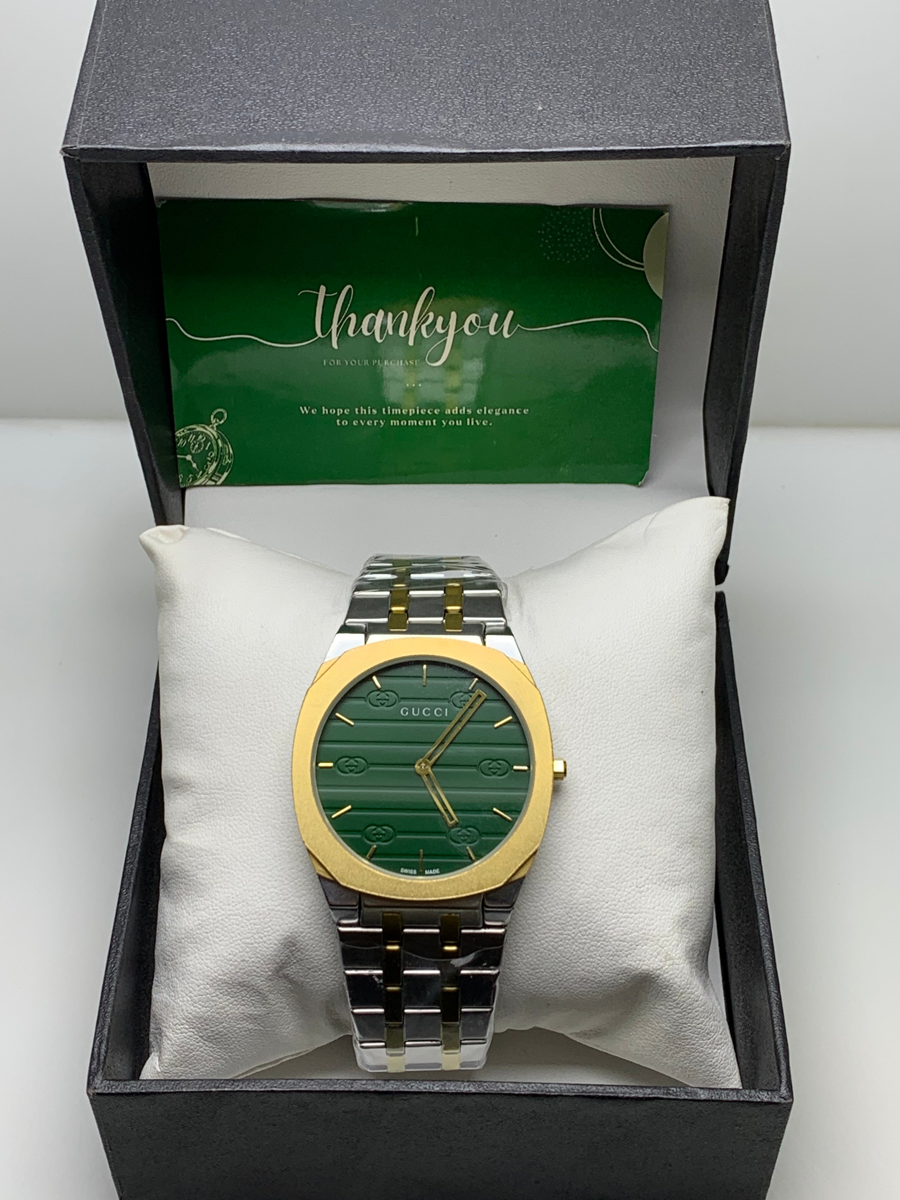 GUCCI Two-Tone Golden & Green Men’s Watch