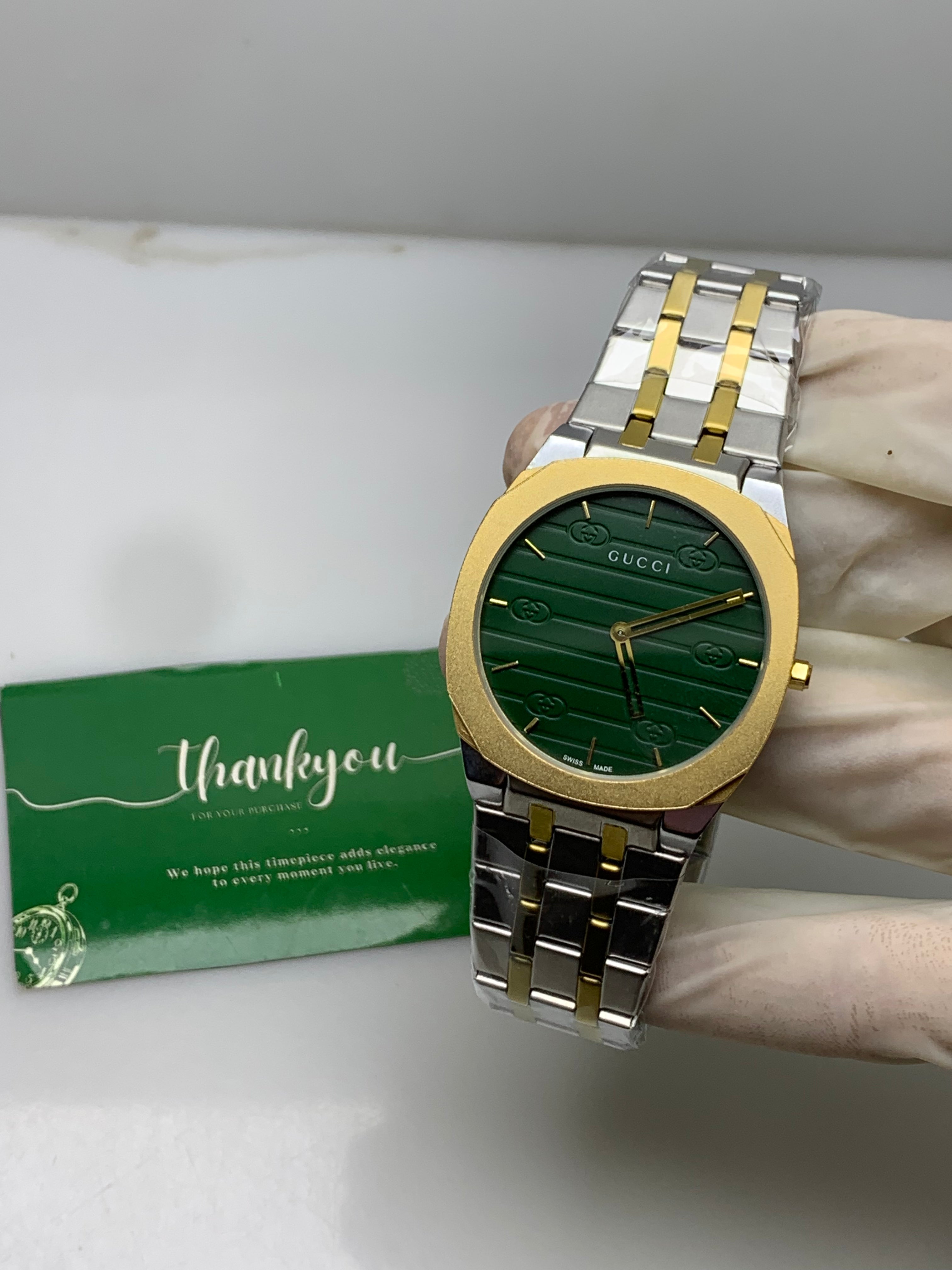 GUCCI Two-Tone Golden & Green Men’s Watch