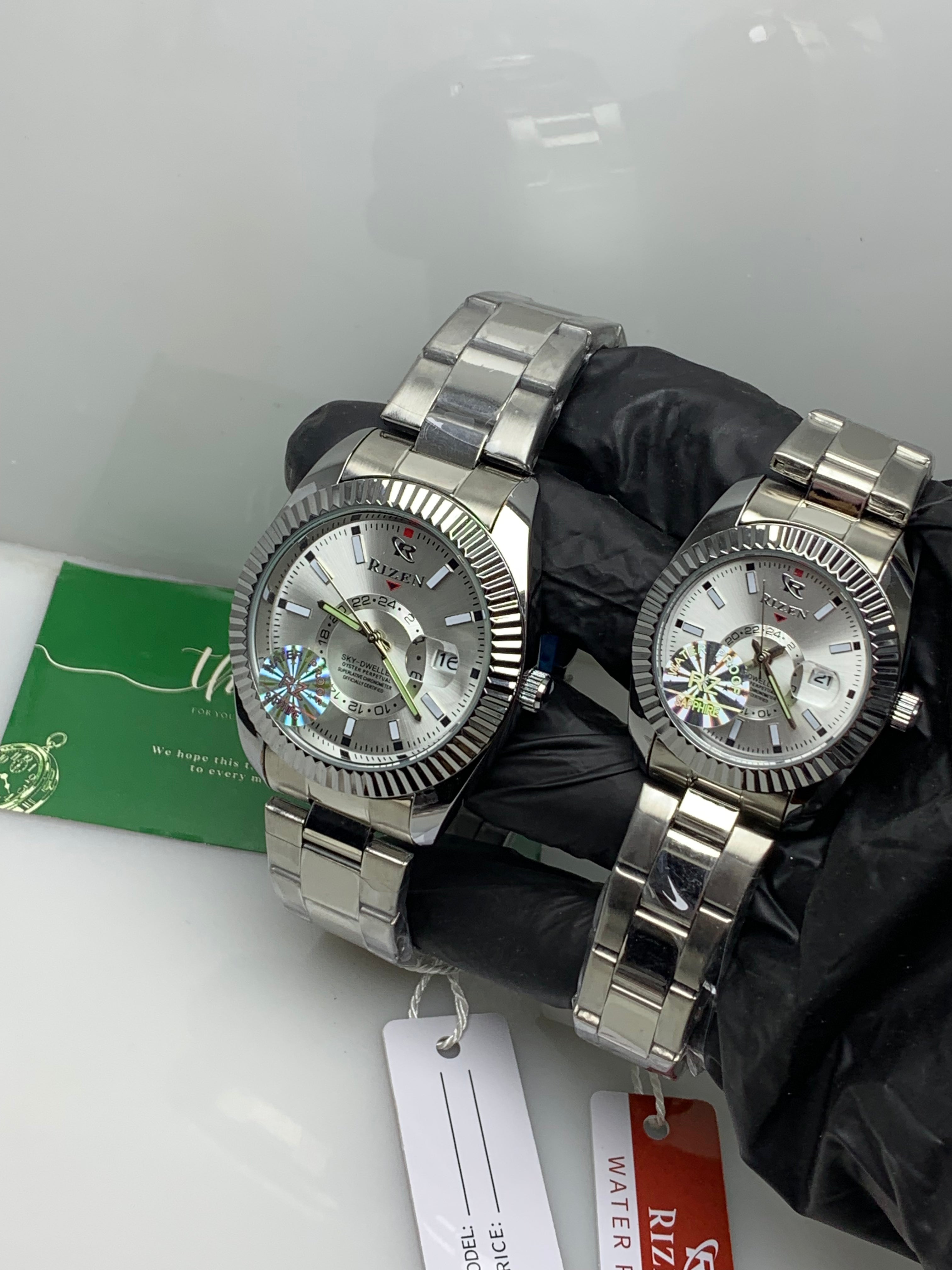 Rizen Couple Watch – Silver White