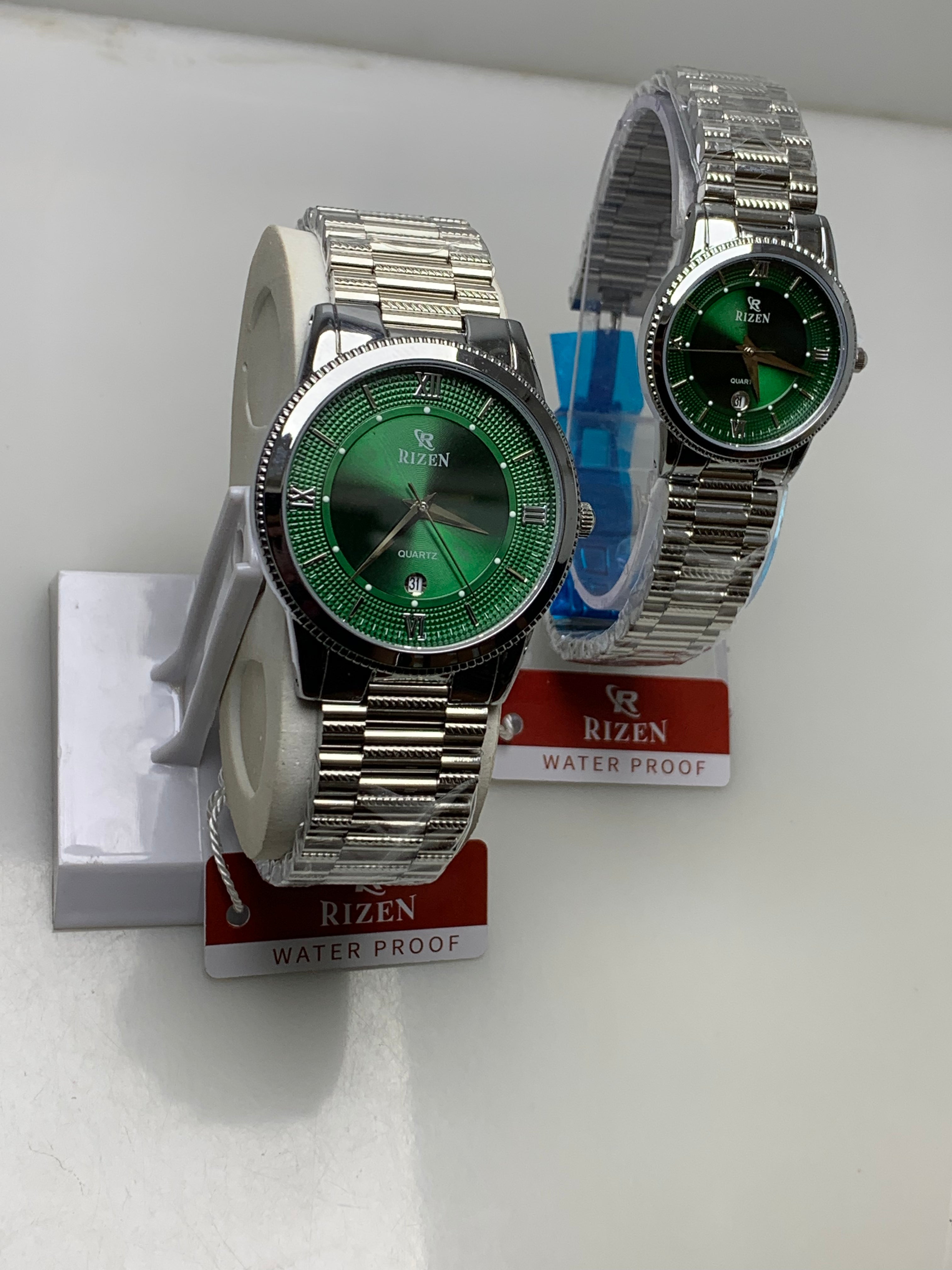 Rizen Couple Watch - Silver Green