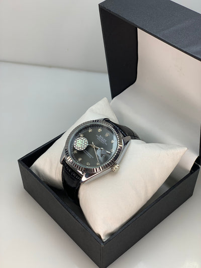 Rolex Leather Straps - All Black